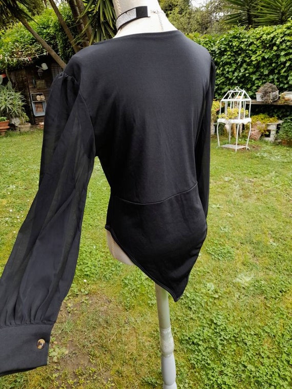 Sensual body shirt black body elegant sleeves chi… - image 9