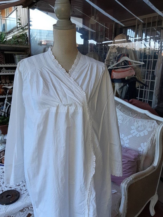 Nightgown vintage white cotton natural cotton line
