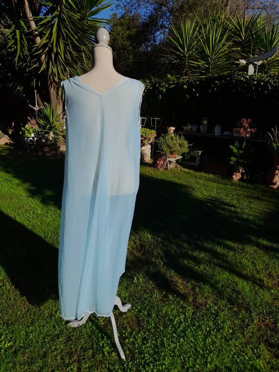 Vintage shabby chic nightdress light blue cloud r… - image 10
