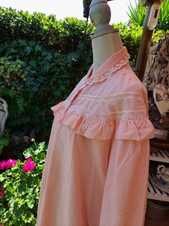 Jane Eyre style nightgown vintage 50s salmon peac… - image 9