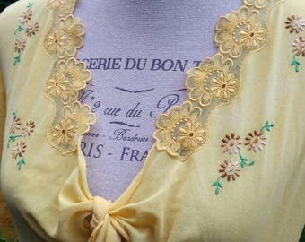Camicia da notte vintage giallo yellow nightgown sposa wedding shabby chic made in Italy Firenze ricamo moda lusso