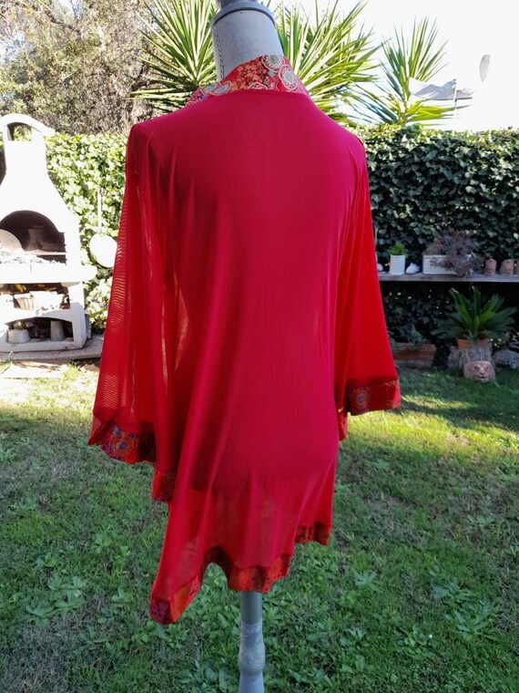 Red robe kimono style short lingerie jacket gift … - image 7