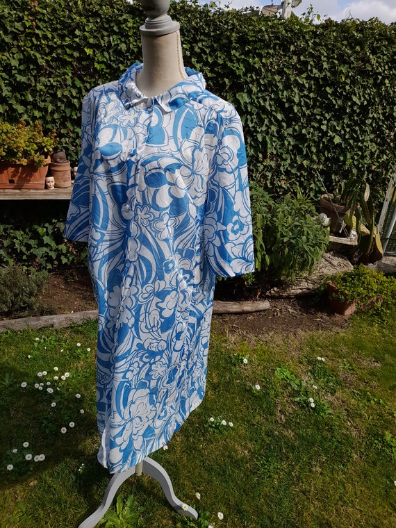 Vestaglia chic vintage floreale bianco blu donna … - image 3