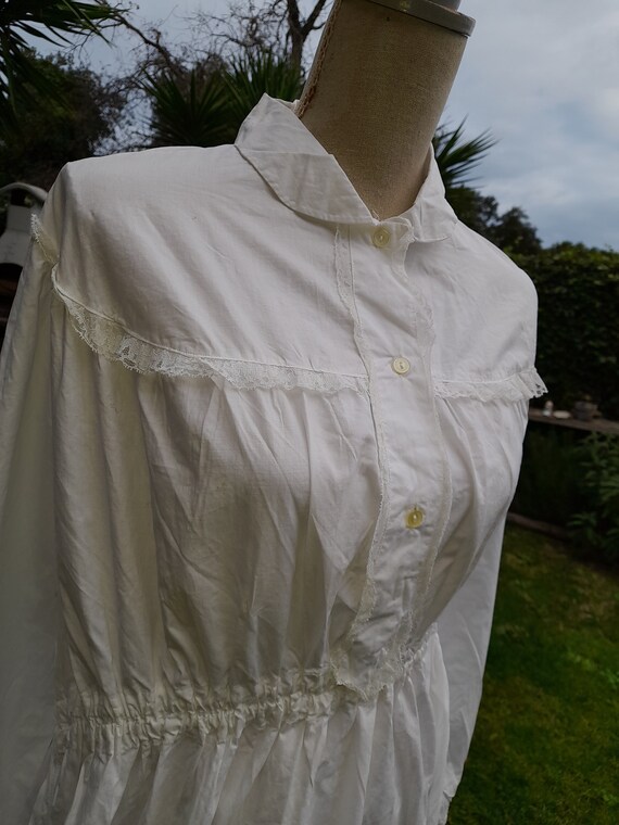 Antique nightgown nightgown white shirt 900s vint… - image 7