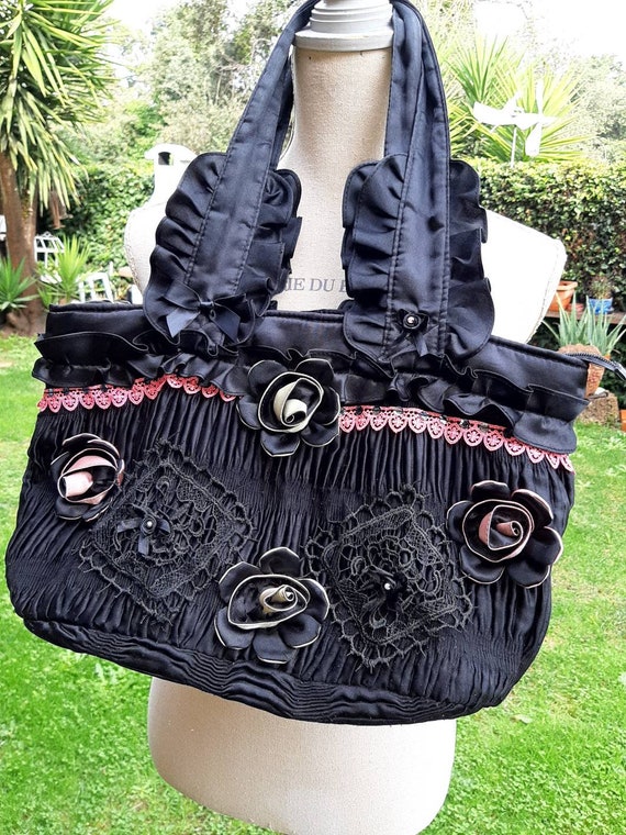 Beatiful bag borsa raso nera 80s bag borsa chic v… - image 2