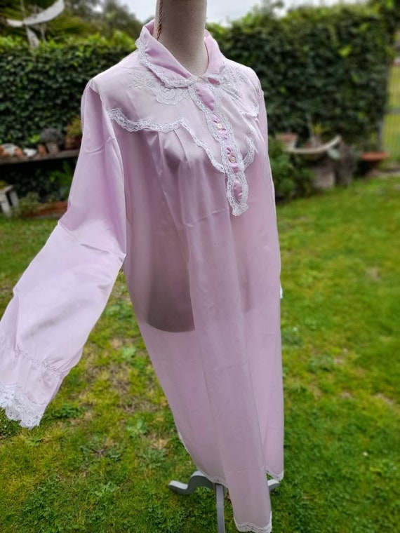 Camicia da notte vintage rosa violetto sposa shab… - image 5