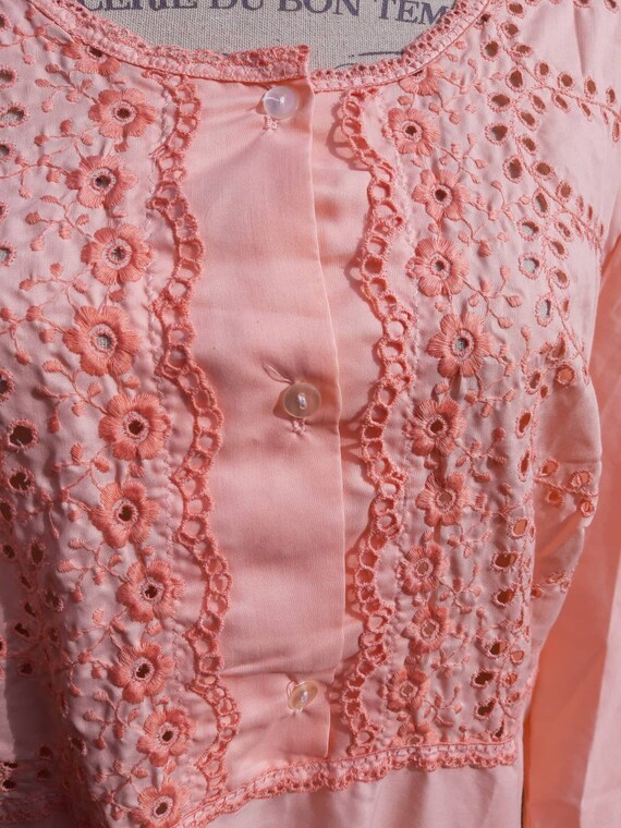 Vintage orange nightdress sensual openwork lace 7… - image 3