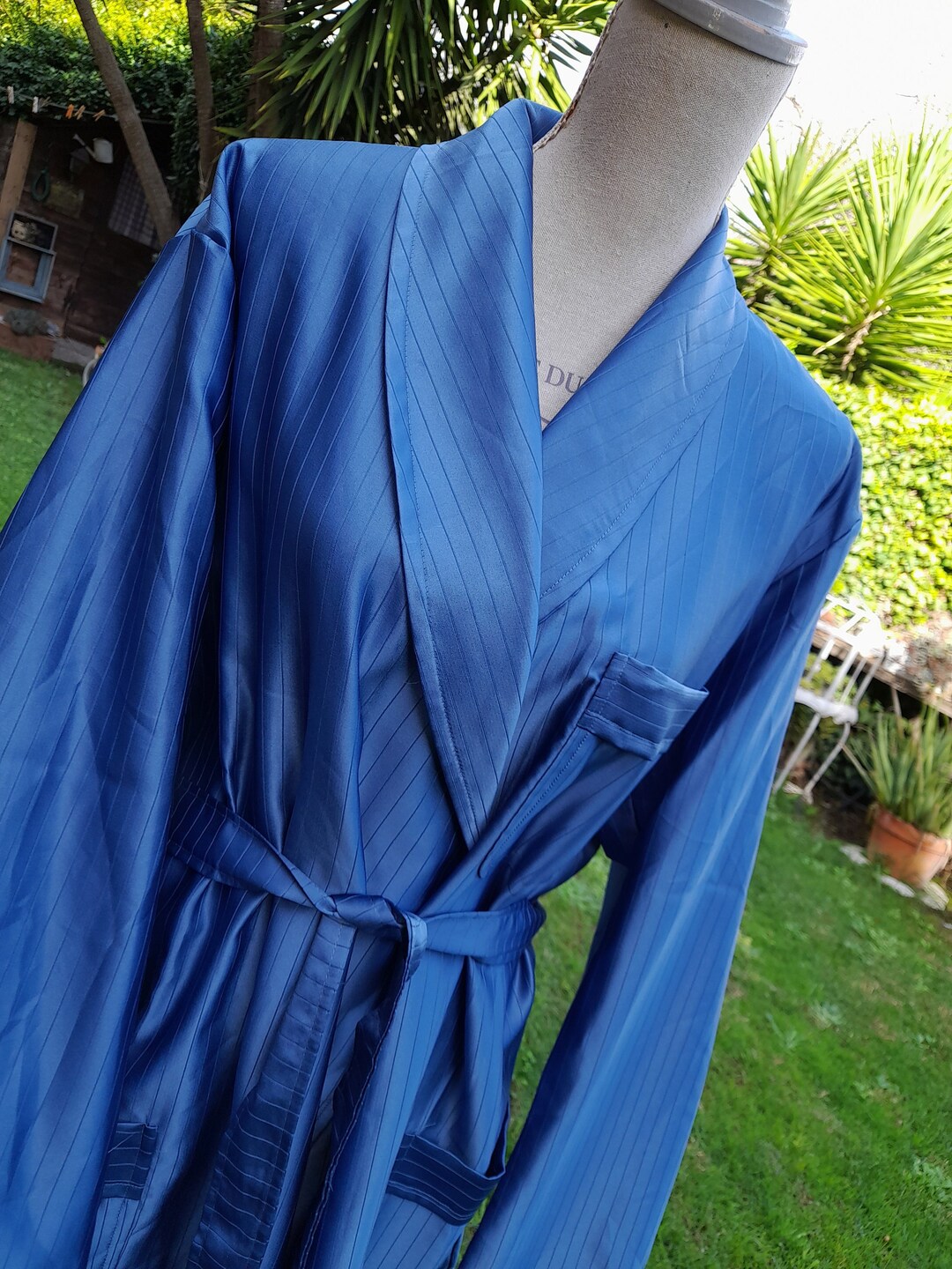 Men's Dressing Gown 70s Vintage Blue Sugar Cane Dressing Etsy