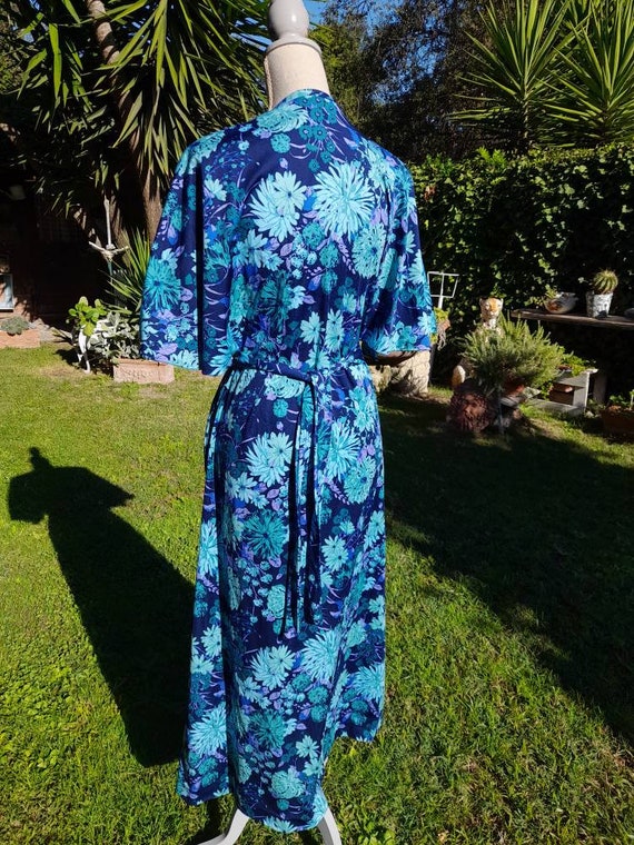 Dressing gown vintage diva Hollywood 70s flowers … - image 9