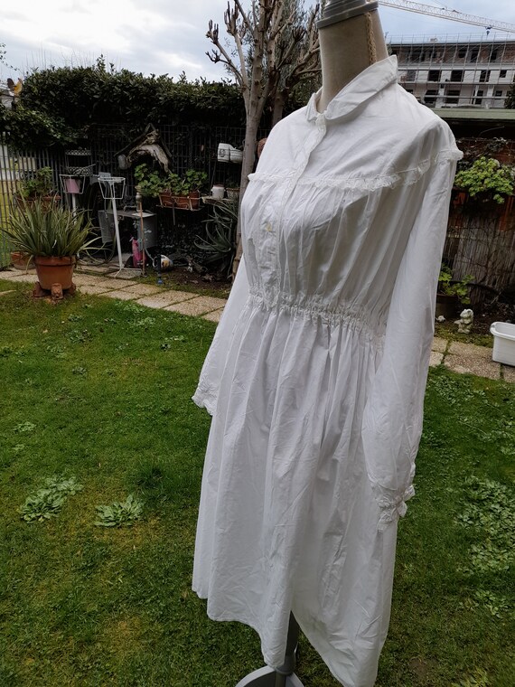 Antique nightgown nightgown white shirt 900s vint… - image 9