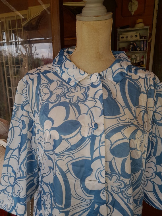 Vestaglia chic vintage floreale bianco blu donna … - image 6