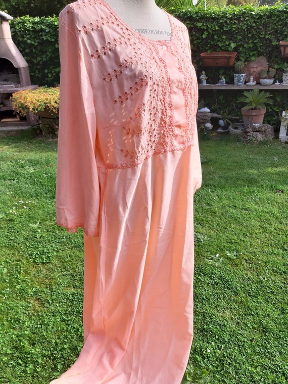 Vintage orange nightdress sensual openwork lace 7… - image 6