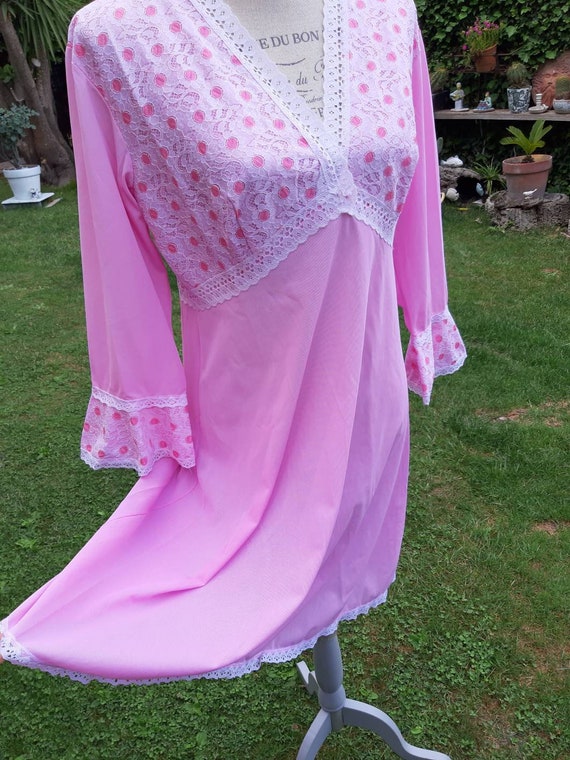 Vintage nightgown true 60s pink pink nightgown shabby… Gem