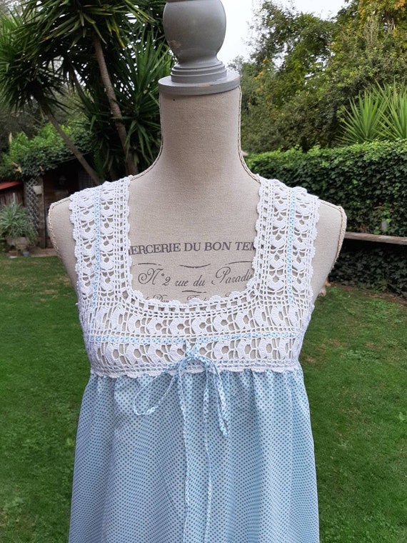 Vintage cotton crochet white crochet nightgown whi