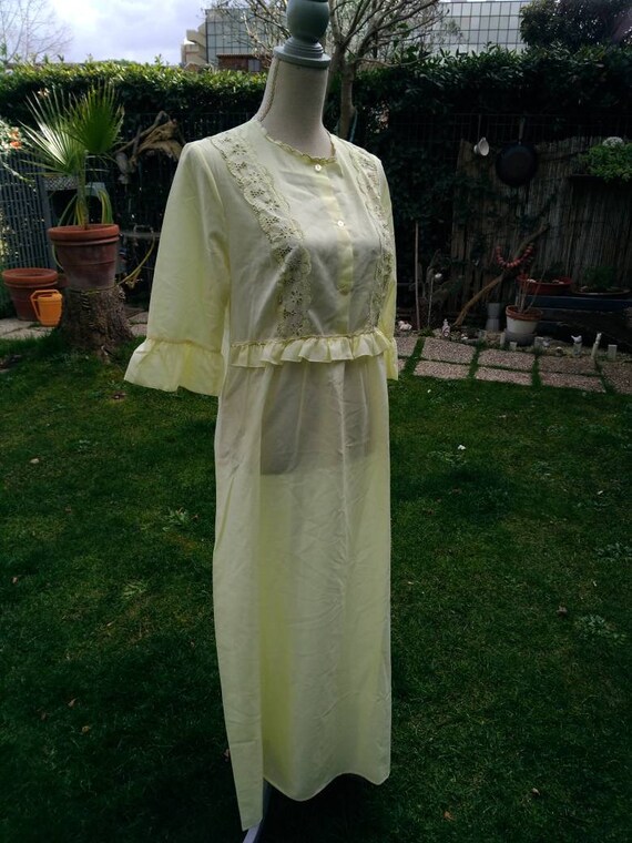 Shabby chic vintage yellow wedding nightgown Yell… - image 6