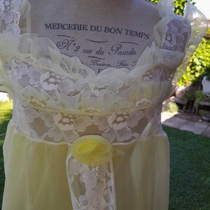 Yellow nightgown vintage 40s Marie Antoinette style nightgown bride wedding shabby chic cloud romantic ITALIAN fashion doll style image 6