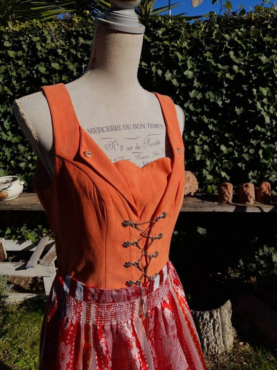 Vintage dress 70s dirndl country tradition Austri… - image 2