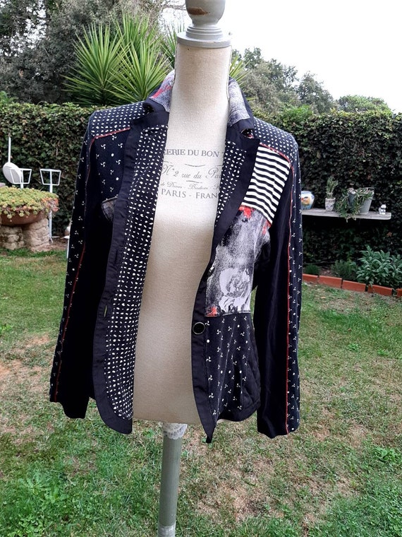 Vintage jacket woman black blazer cotton woman di… - image 10