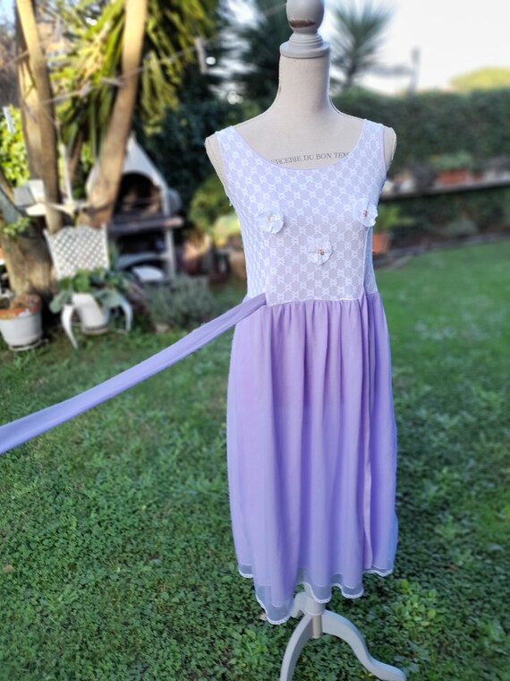 Gorgeous shabby chic nightdress vintage violet tu… - image 7