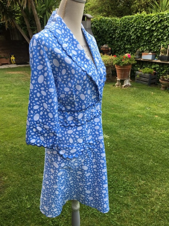 Dressing gown matinè dressing gown blue white gorg