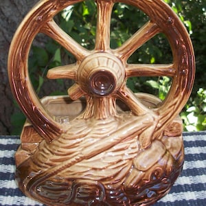 Vintage McCoy Wagon Wheel Planter -Mccoy Pottery Planter - Western Planter - Succulent Planter -McCoy Art Pottery