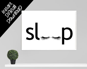 INSTANT DIGITALE DOWNLOAD Slaap | Wimpers | | voor | met ingelijste | De | van de Kunst van de muur Muur decor | Het Teken | van de slaapkamer  Kamer | Home Decor