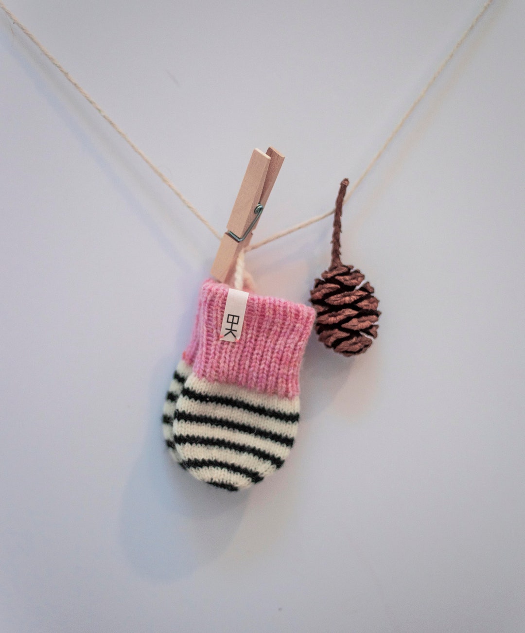 Baby Mitten With Pink Trim 06 Months Etsy