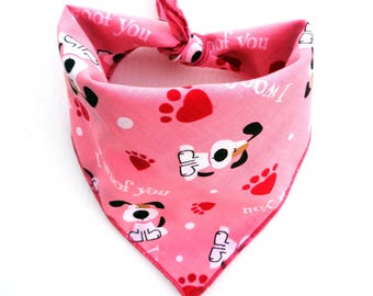 Pañuelo rosa para perro con corazones y cachorros, accesorio para el cuello para mascotas