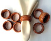 Vintage Carved Wood Napkin Holders, Set of 8 Napkin Holders Set, tableware linen rings, very decorative eco vegan-friendly table accessories