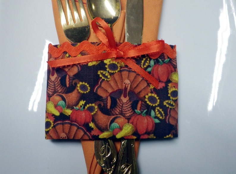 Thanksgiving Holiday Utensil Holder Thanksgiving Napkin Etsy
