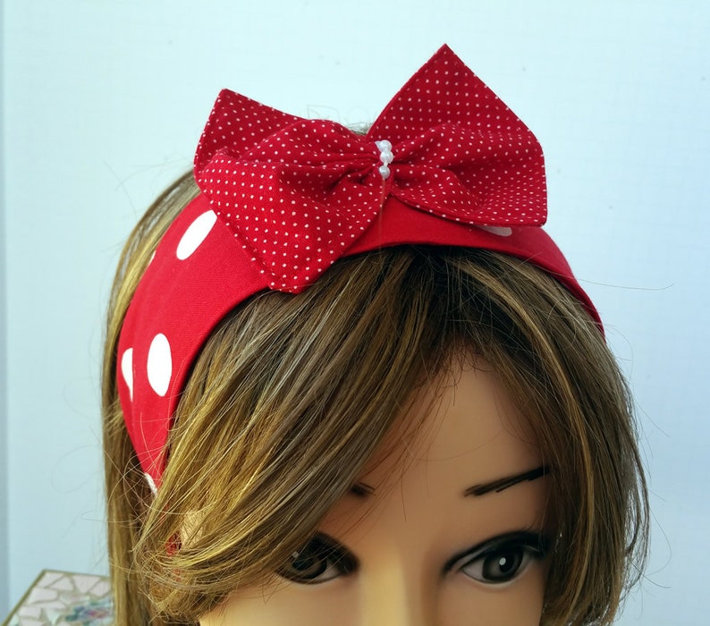 Red White Polka Dot Pinup Girl Headband Red Retro Headband Etsy