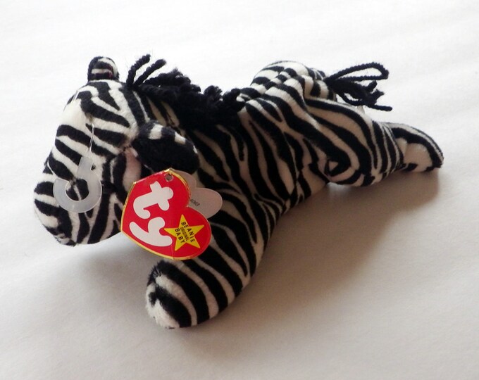 Ziggy the Zebra Beanie Babies Vintage Toy Collection, Vintage Plush Zebra Toy, Stuffed Zebra Toy
