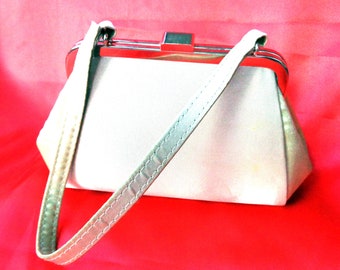 Vintage Two Tone Satin Evening Bag, Bridal Purse
