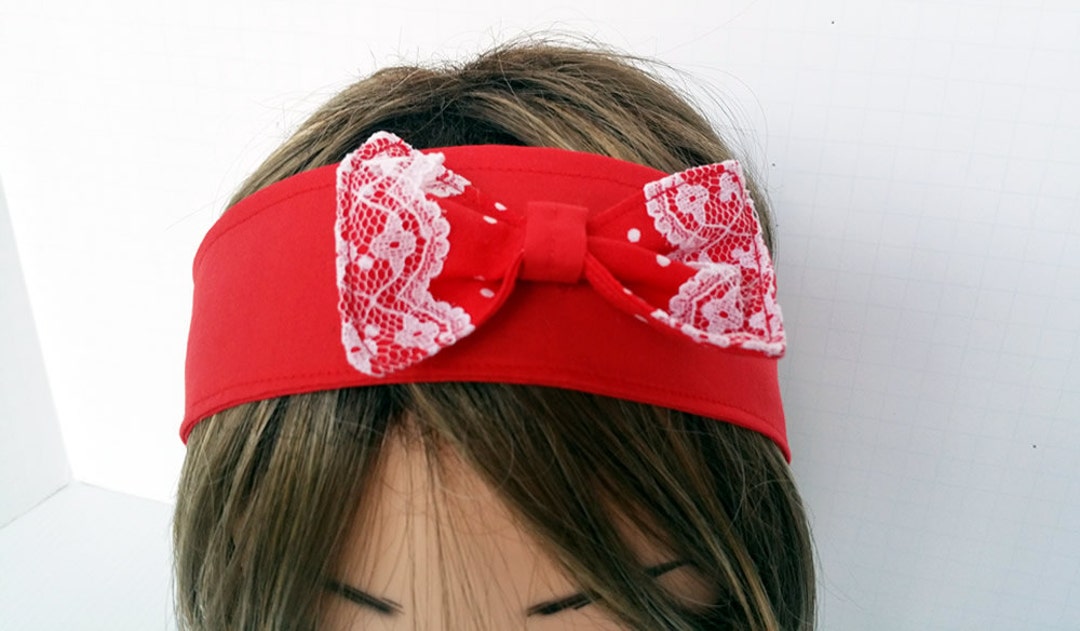 Beautiful Red Headband With Red Bow, Red Bow Headband, Pinup Girl Hair