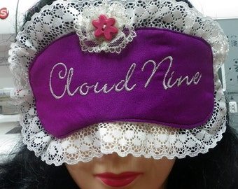 Purple Pink Embroidered Sleeping Mask, Beauty Mask, Sleep Mask, Eye Mask with lace, Blindfold mask, Embroidered Purple Sleep Mask Eye Mask