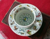 Fortune Teller Tea Cup and Saucer - Vintage Astrology, Tea Leaf Reading, Zodiac Signs, Occult, Wiccan, Gypsy - Made in Japan