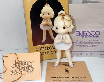 Vintage 1986 Precious Moments Ballerina Ornament, Enesco Porcelain Figurine