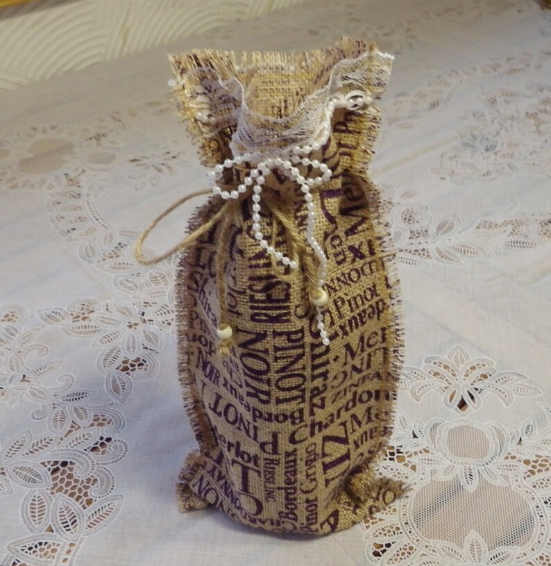 Burlap Wine Holder Burlap Wine Pouch Wine Gift Bag Burlap Etsy