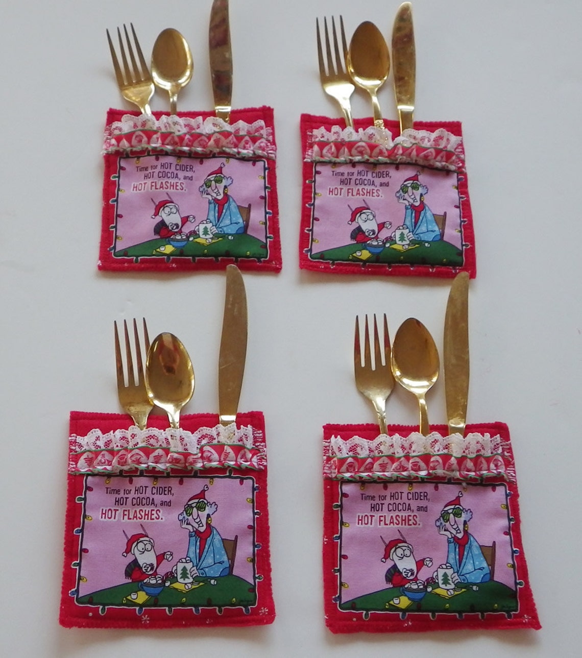 Holiday Utensil Holder Christmas Flatware Holder Utensil and Etsy