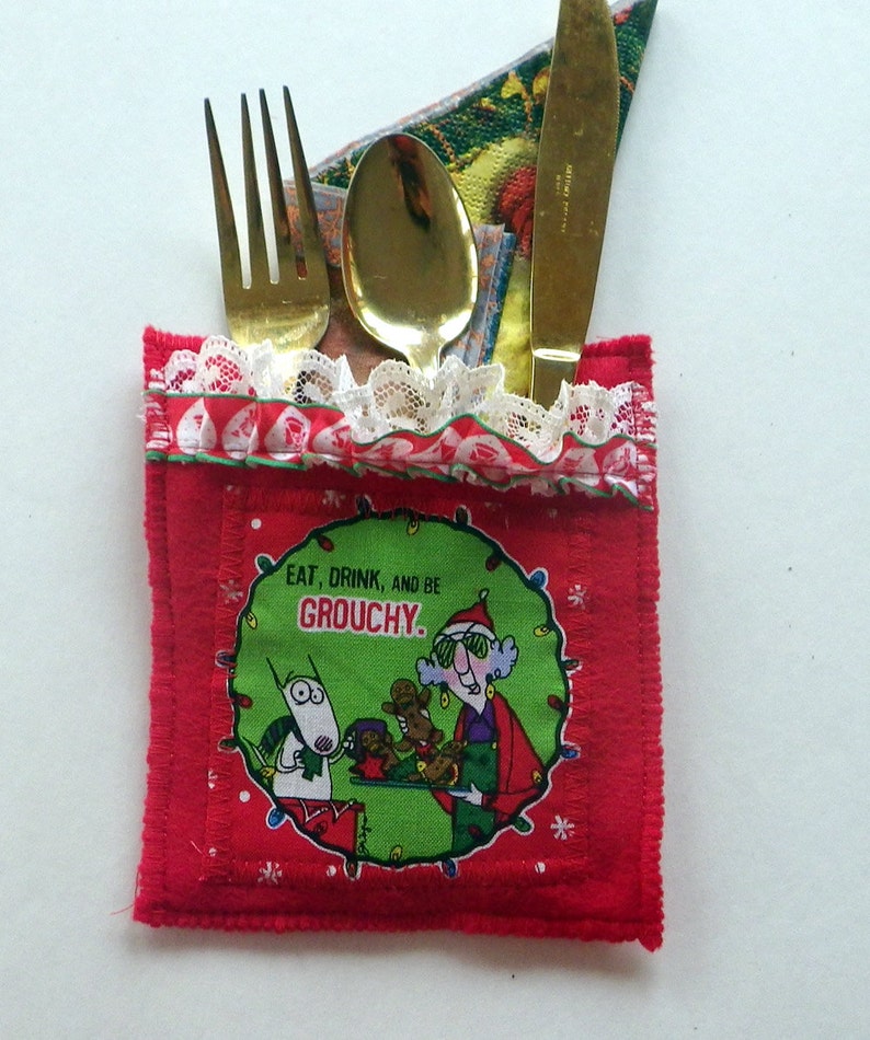 Holiday Utensil Holder Christmas Flatware Holder Utensil and Etsy