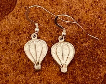 Hot Air Balloon Jewelry Earrings, Sterling Silver Dangle, Ear Wire, handcraft