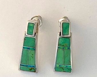 Sterling Silver Earrings inlayed with Gaspeite and Opal