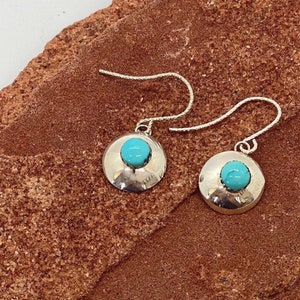 Sterling Silver round Earrings with turquoise stones