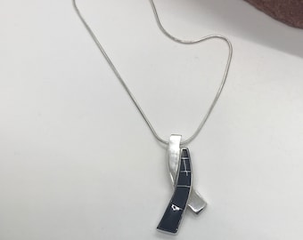 Sterling Silver Pendant inlayed with Black Jade