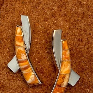 Sterling Silber Ohrringe mit eingelegter Spiny Oyster Muschel.