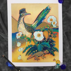 Large Roadrunner with Horned Toad Art Print