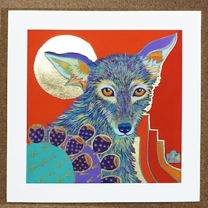Coyote & Prickly Pear Art Print