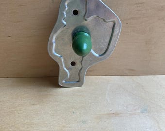 Metal  Green Handle Santa Cookie Cutter Vintage