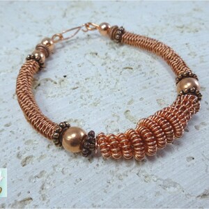 Coiled Copper Bracelet. BohoChic Copper Bracelet. Twisted and Coiled Copper Wire Bracelet zdjęcie 2