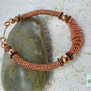 Coiled Copper Bracelet. BohoChic Copper Bracelet. Twisted and Coiled Copper Wire Bracelet zdjęcie 5